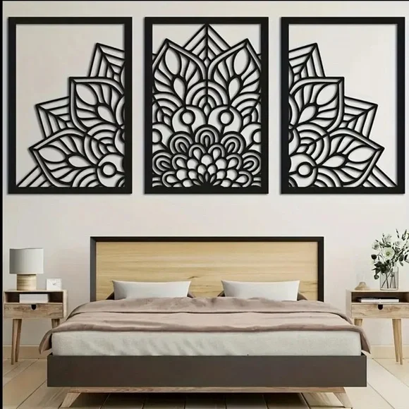 Black Geometric Art Wall Decor Set